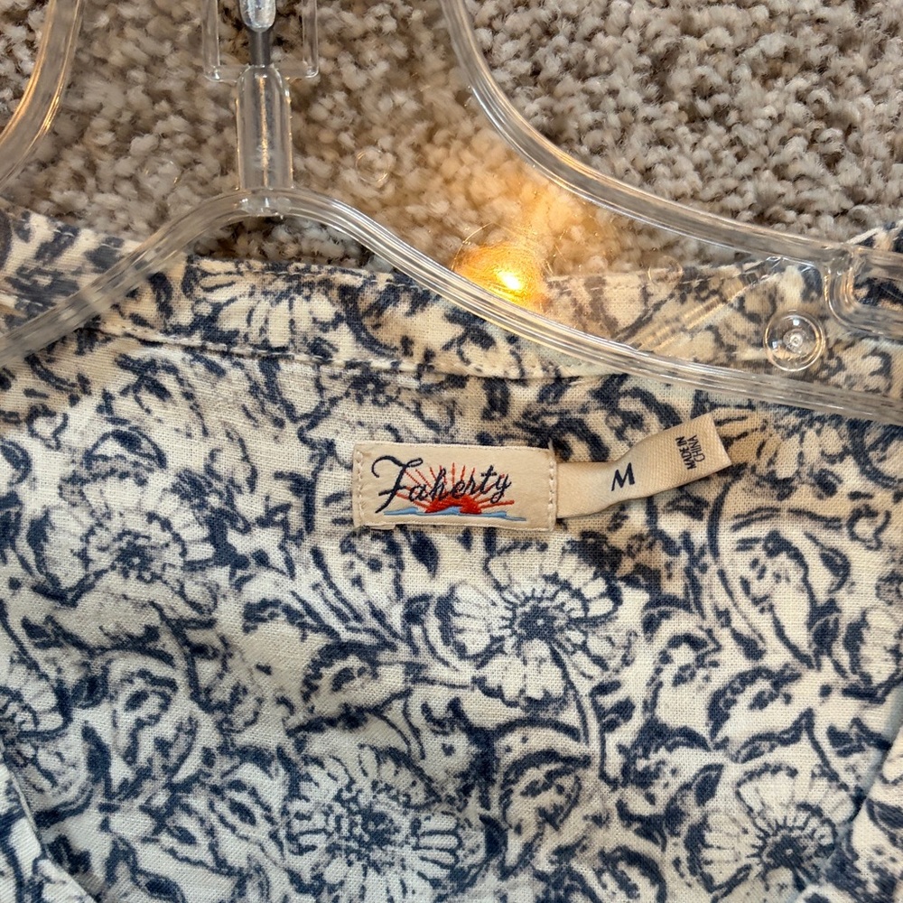 Faherty Blue and White Floral Midi Dress - Picture 2 of 8